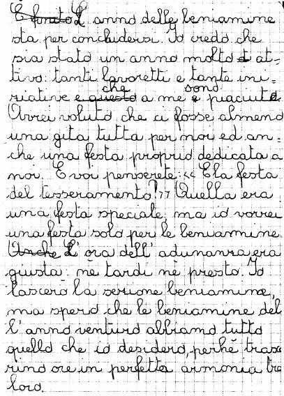 Letterina inviata alle sue amiche da una beniamina di 10 anni dellAzione Cattolica: lultimo anno prima di diventare aspirante (1967)